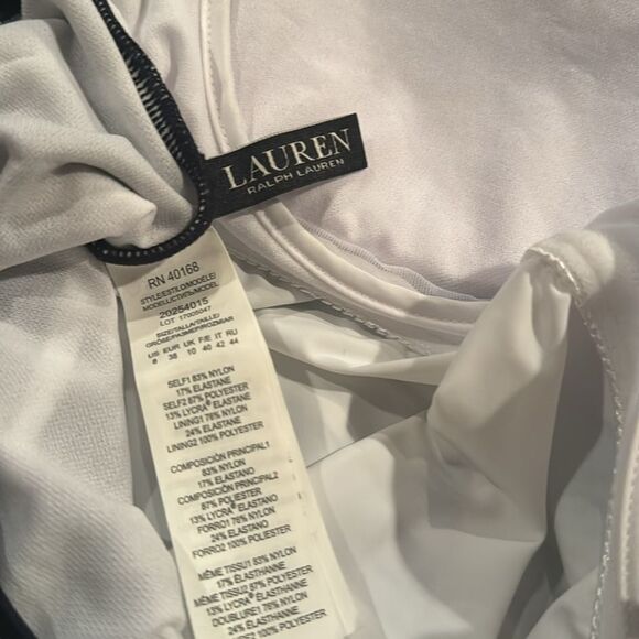 Lauren Ralph Lauren Halter Top Striped One Piece Swimsuit Size 8 Black & White - Picture 10 of 10
